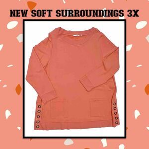 New Soft Surroundings Make it Snappy Pullover‎ Tunic 3X Peachy Pink